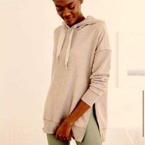 Aerie Taupe Oversized Side Zipper Sweatshirt Hoodie Size XS